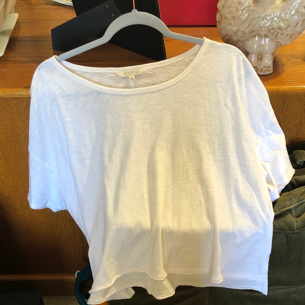 Z Supply White Crop Crewneck  Tee